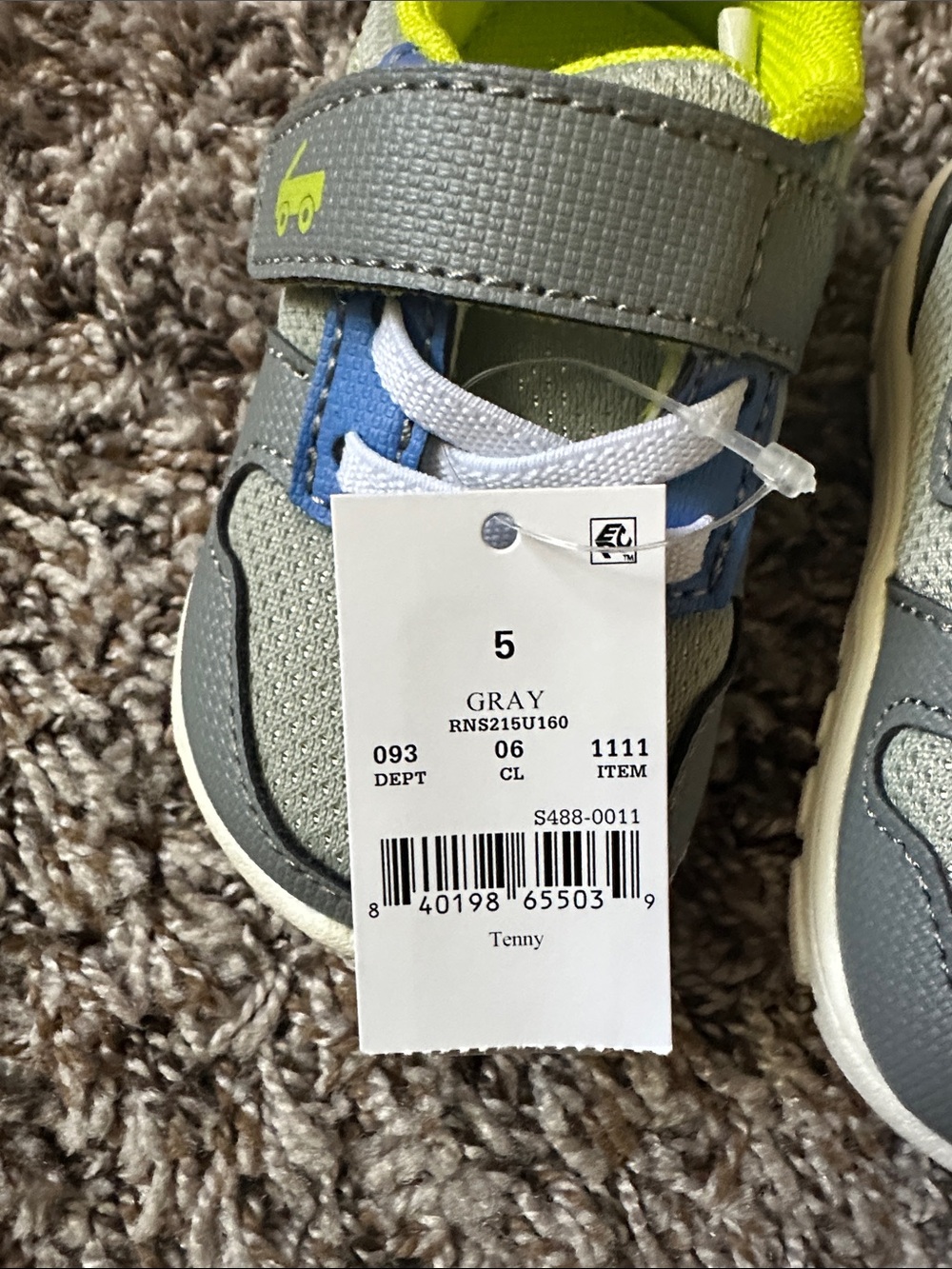 See Kai Run Gray and Lime Toddler Sneakers - Picture 3 of 3